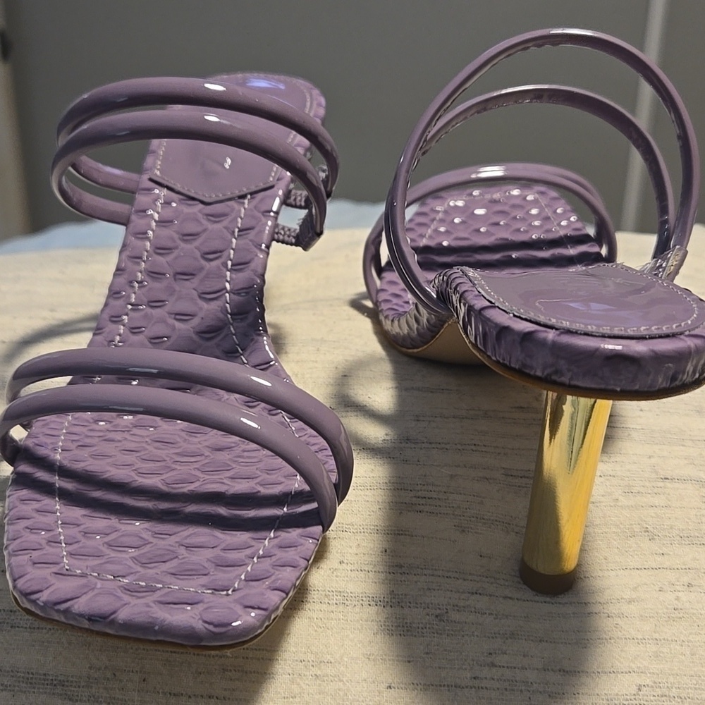 Schutz-Leather Heeled Sandals 'Lover Mid' In Orchid-Size 6.5 - Picture 17 of 17